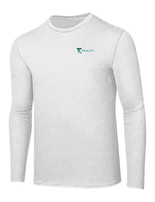 Ring Spun White 4.5 oz Long Sleeve T-Shirt w/TK Realty Logo