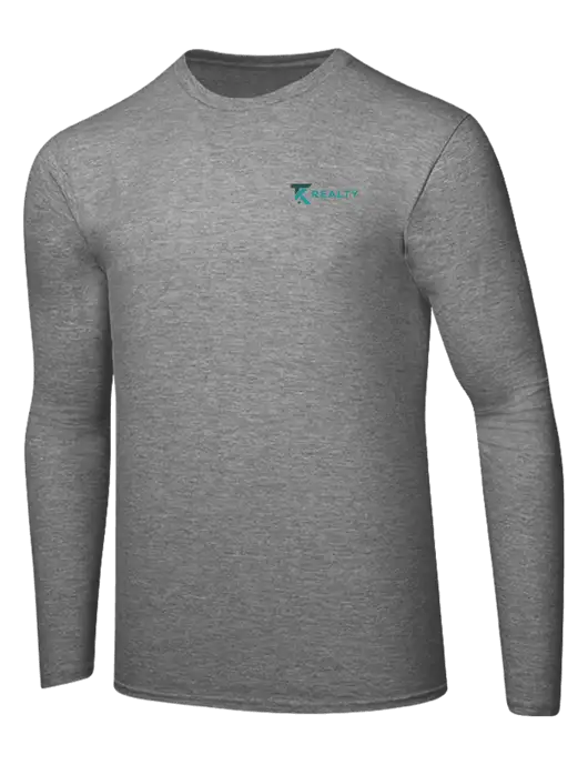 Ring Spun Light Heather Grey 4.5 oz Long Sleeve T-Shirt w/TK Realty Logo