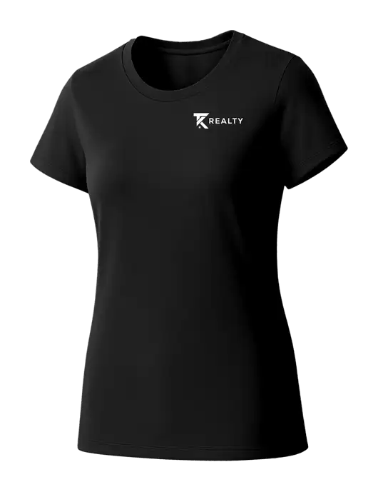 Womens Seriously Soft Black T-Shirt w/TK Realty Logo