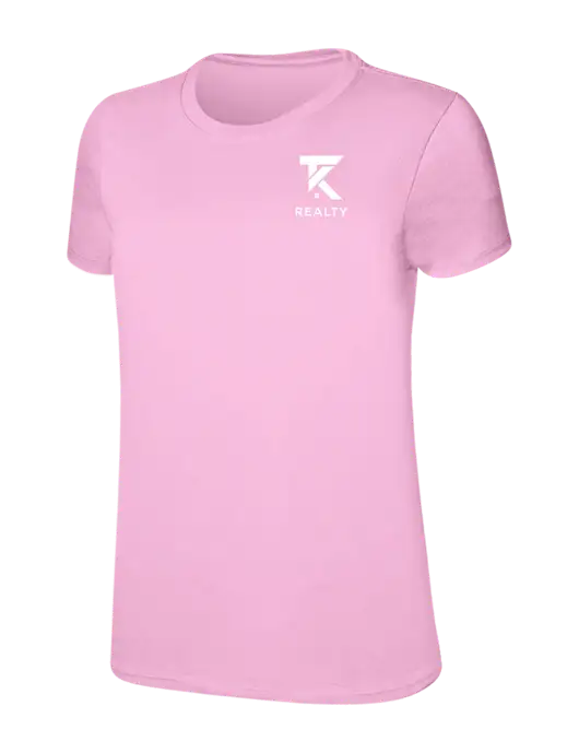 Womens Ring Spun Candy Pink 4.5 oz T-Shirt w/TK Realty Logo