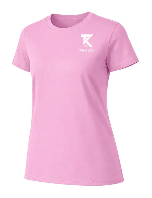 Womens Ring Spun Candy Pink 4.5 oz T-Shirt w/TK Realty Logo