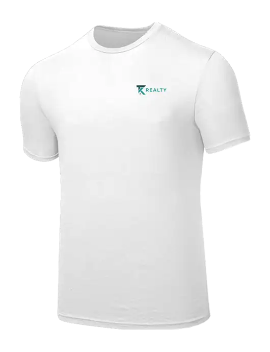 Seriously Soft White T-Shirt w/TK Realty Logo