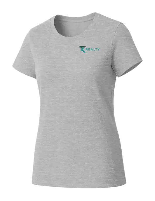 Womens Seriously Soft Light Heathered Grey T-Shirt w/TK Realty Logo
