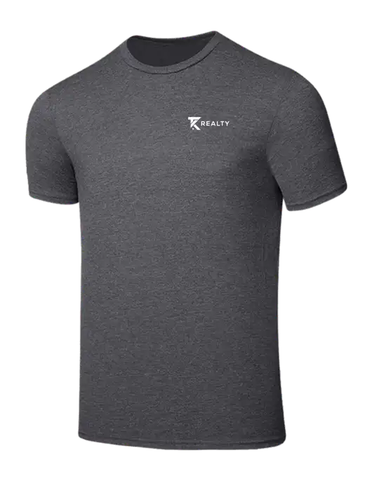 Seriously Soft Heathered Charcoal T-Shirt w/TK Realty Logo