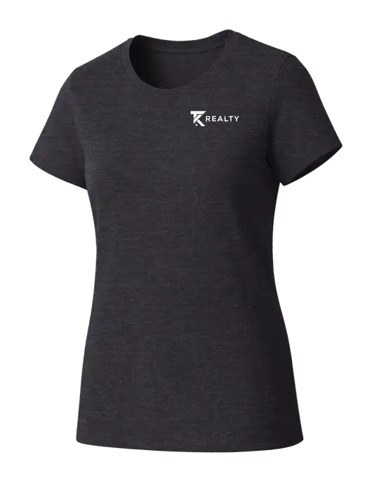 Womens Seriously Soft Heathered Charcoal T-Shirt w/TK Realty Logo