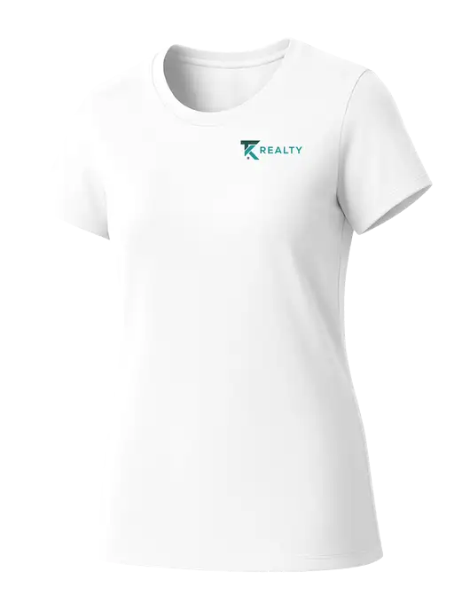 Womens Seriously Soft White T-Shirt w/TK Realty Logo
