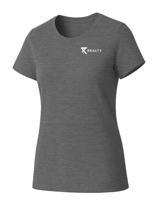 Womens Seriously Soft Grey Frost T-Shirt w/TK Realty Logo
