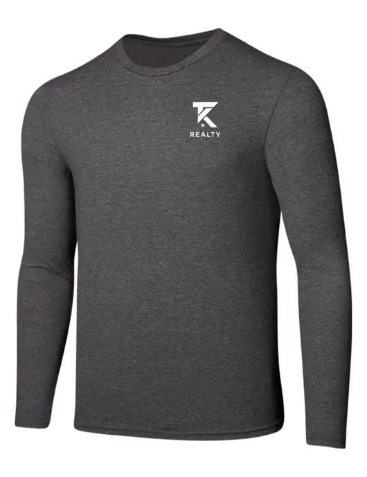 Seriously Soft Heathered Charcoal Long Sleeve T-Shirt w/TK Realty Logo