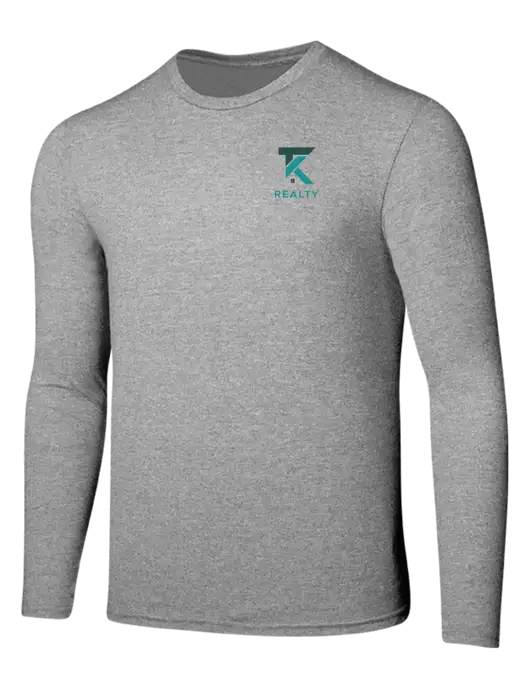 Seriously Soft Light Heathered Grey Long Sleeve T-Shirt w/TK Realty Logo