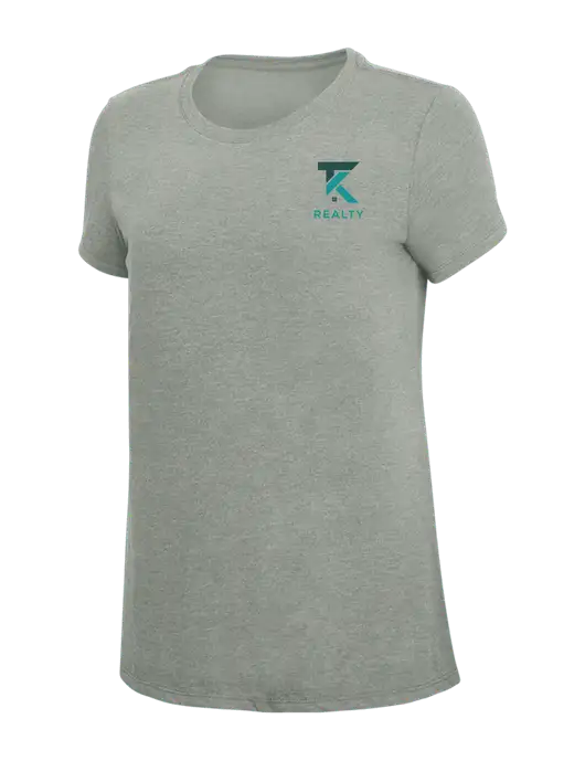 Womens Simply Soft Grey Frost 4.5oz  Poly/Combed Ring Spun Cotton T-Shirt w/TK Realty Logo