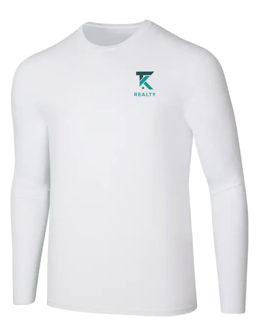 Seriously Soft White Long Sleeve T-Shirt w/TK Realty Logo