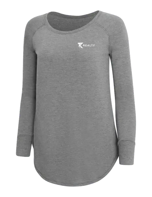 Womens Perfect Wide Collar Tunic Tri-Blend Grey Frost 4.5 oz T-Shirt w/TK Realty Logo