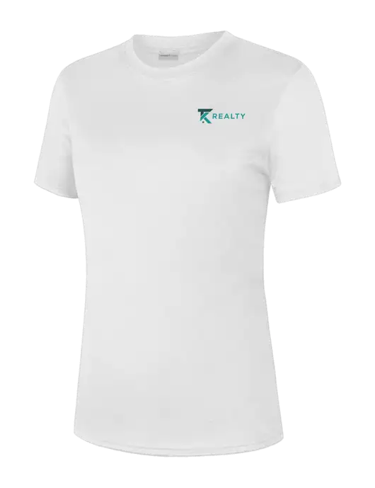  Womens White PosiCharge Competitor Tee w/TK Realty Logo