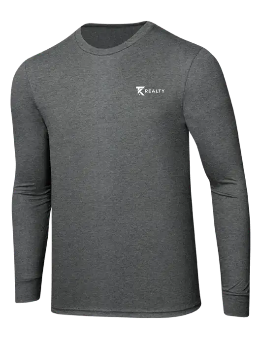 Simply Soft Long Sleeve Medium Grey Frost 4.5 oz, Poly/Combed Ring Spun Cotton T-Shirt w/TK Realty Logo