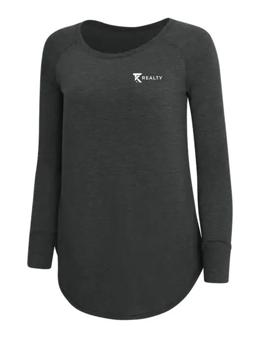 Womens Perfect Wide Collar Tunic Tri-Blend Black Frost 4.5 oz T-Shirt w/TK Realty Logo