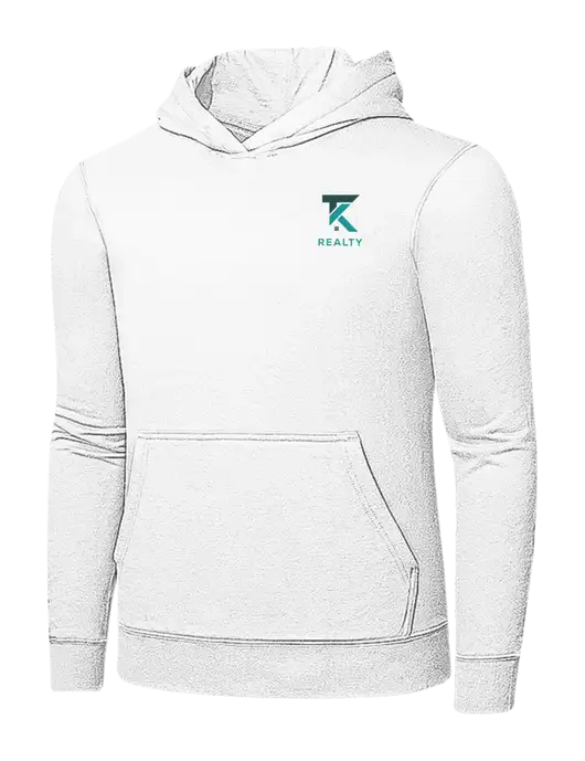 White 7.8 oz Ring Spun Hooded Sweatshirt w/TK Realty Logo
