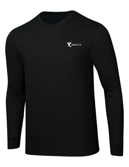 Simply Soft Long Sleeve Black 4.5 oz, Poly/Combed Ring Spun Cotton T-Shirt w/TK Realty Logo