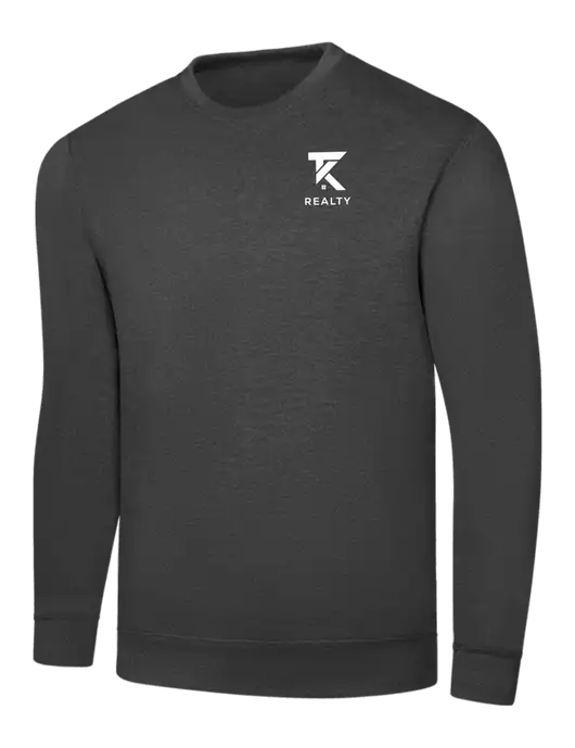 Dark Heather Grey 7.8 oz Ring Spun Crew Sweatshirt w/TK Realty Logo