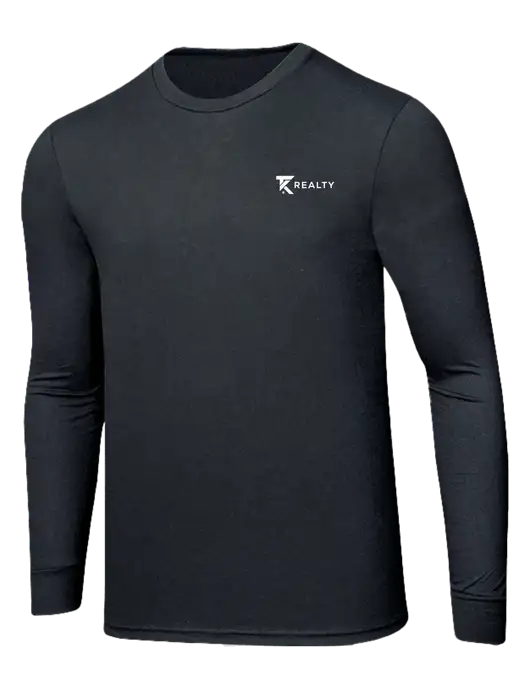 Simply Soft Long Sleeve Black Frost 4.5 oz, Poly/Combed Ring Spun Cotton T-Shirt w/TK Realty Logo