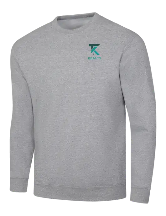 Light Grey Heather 7.8 oz Ring Spun Crew Sweatshirt w/TK Realty Logo