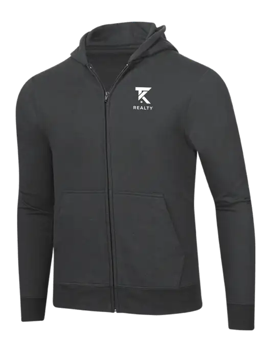 Charcoal 8.5 oz Ring Spun Zip Hooded Sweatshirt w/TK Realty Logo