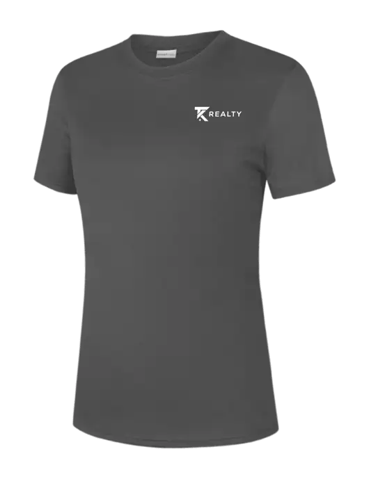  Womens Dark Grey PosiCharge Competitor Tee w/TK Realty Logo