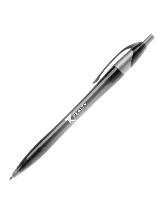 Novella Translucent Black/Silver Jewel Pen - Blue Ink w/TK Realty Logo
