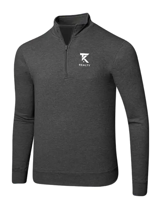 Dark Heather Grey 8.5 oz Ring Spun 1/4 Zip Pullover Sweatshirt w/TK Realty Logo