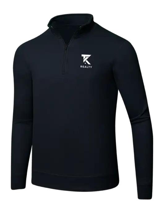 Jet Black 8.5 oz Ring Spun 1/4 Zip Pullover Sweatshirt w/TK Realty Logo