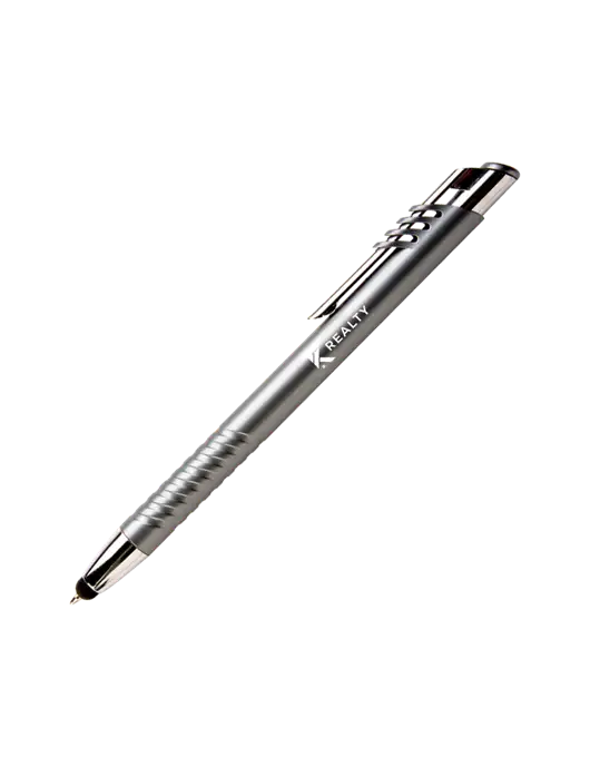 Schirhart Grey Stylus Pen - Blue Ink w/TK Realty Logo
