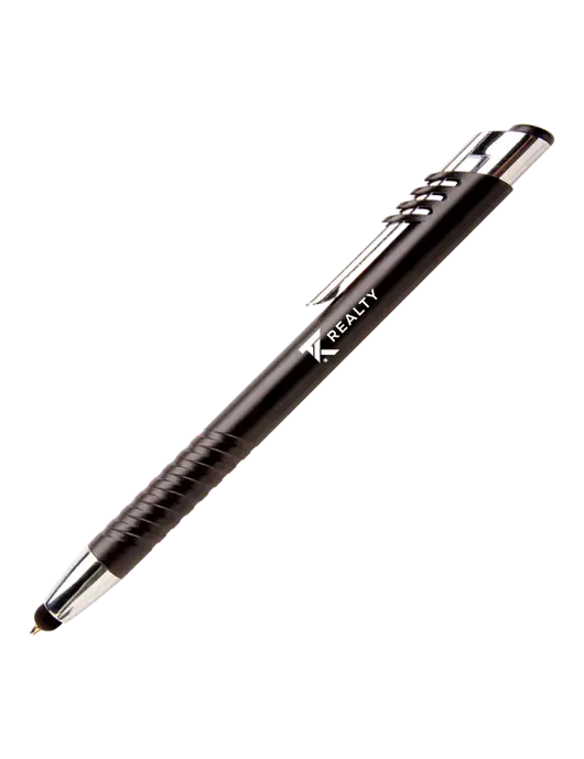 Schirhart Black Stylus Pen - Blue Ink w/TK Realty Logo