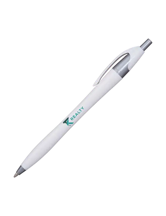 Novella White/Silver Shimmer Pen - Blue Ink w/TK Realty Logo