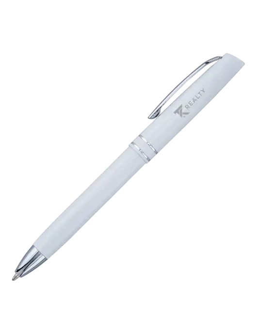 White Anguilla Black Ink Pen w/TK Realty Logo