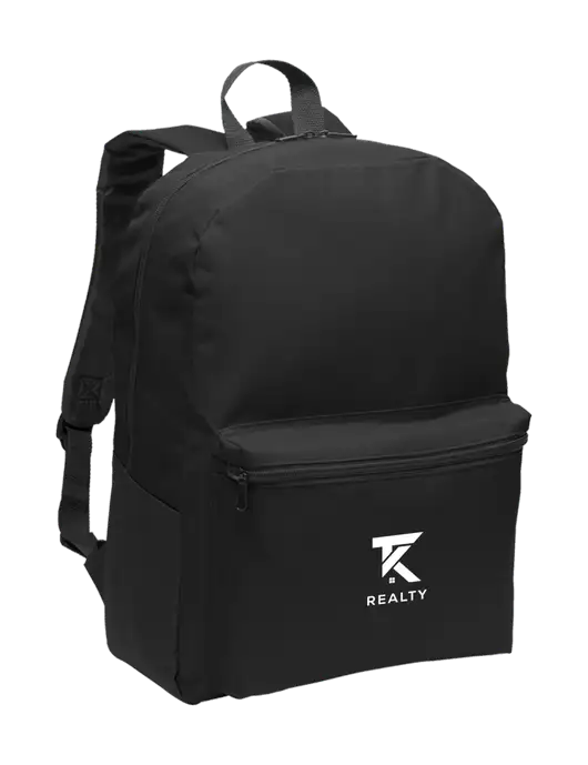 Casual Black Lightweight Laptop Backpack w/TK Realty Logo