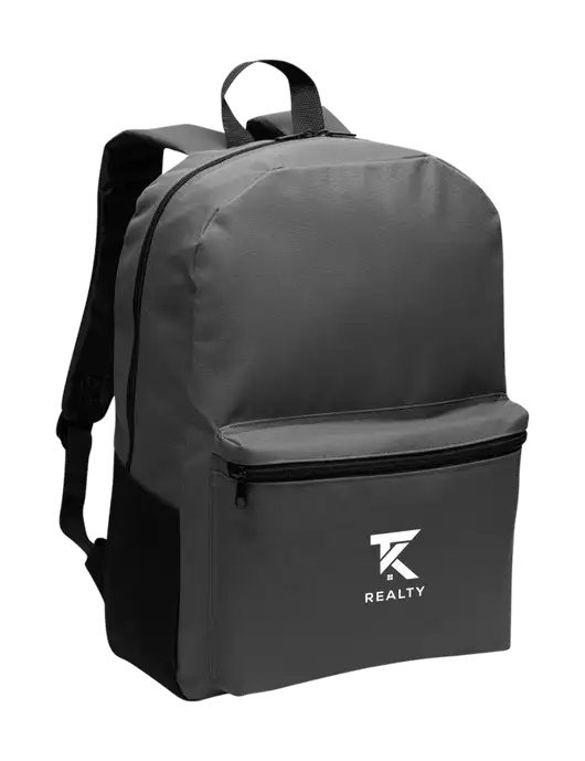 Casual Dark Charcoal Lightweight Laptop Backpack w/TK Realty Logo