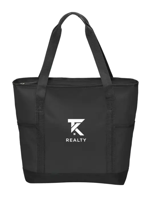 On the Go Black/Black Tote w/TK Realty Logo