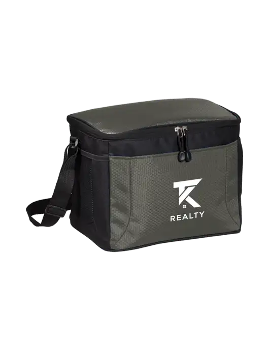 12 Can Grey/Black Cube Cooler w/TK Realty Logo