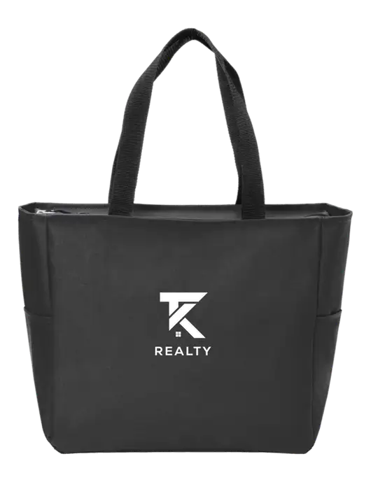 Everyday Black Zip Tote  w/TK Realty Logo