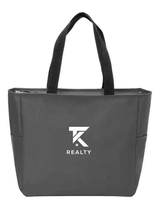 Everyday Charcoal Zip Tote Dark w/TK Realty Logo
