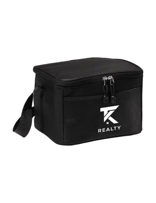 6 Can Black/Black Cube Cooler w/TK Realty Logo