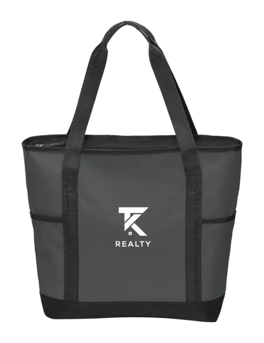 On the Go Charcoal/Black Tote  w/TK Realty Logo