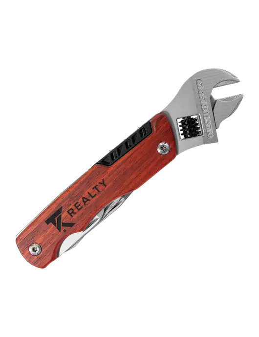 Wood Handle Wrench Multi Tool with Case w/TK Realty Logo