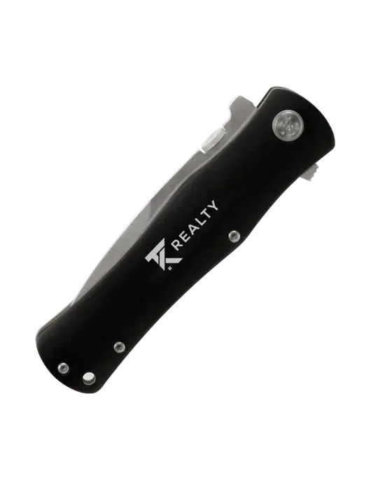 Black Folding Knife with Pocket Clip w/TK Realty Logo