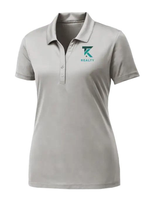 Womens Very Light Grey PosiCharge Competitor Polo w/TK Realty Logo