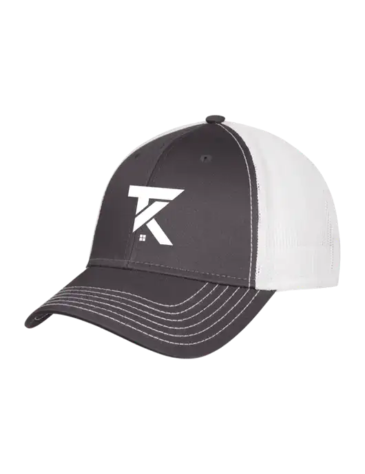 Dark Grey/White Mesh Trucker Cap Snap Back w/TK Realty Logo