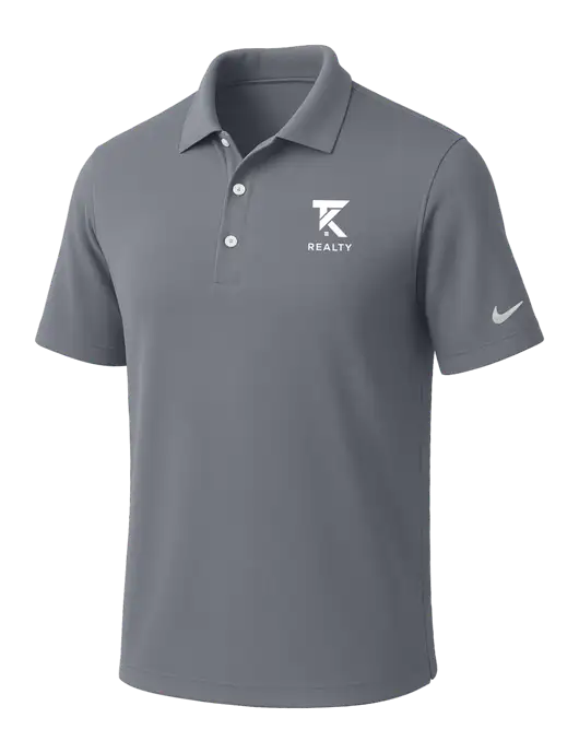 NIKE Medium Grey Dri-Fit Micro Pique Polo w/TK Realty Logo