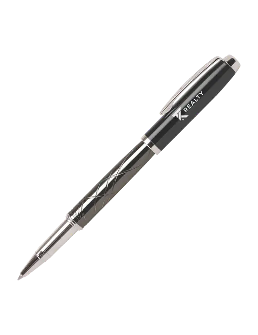 Modernist Black Rollerball Pen - Black Ink w/TK Realty Logo