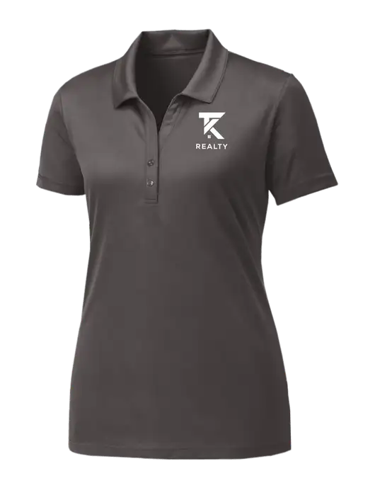 Womens Dark Grey PosiCharge Competitor Polo w/TK Realty Logo
