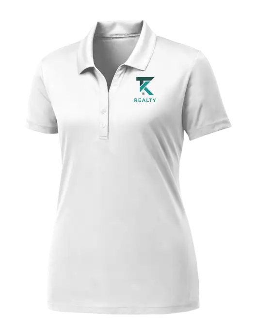 Womens White PosiCharge Competitor Polo w/TK Realty Logo