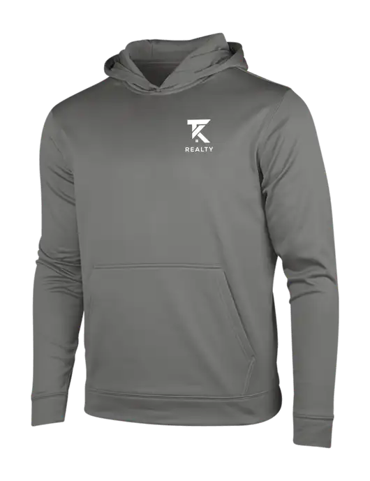 Dark Smoke Grey Sport-Wick Fleece Hooded Pullover w/TK Realty Logo